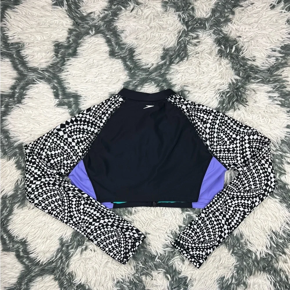Speedo Girl's Crop Swim Cover Up Top Style 7722123 Size Large Long Sleeve